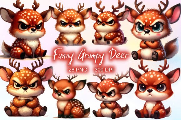 Download Funny Grumpy Deer Clipart PNG - Deer Collection
