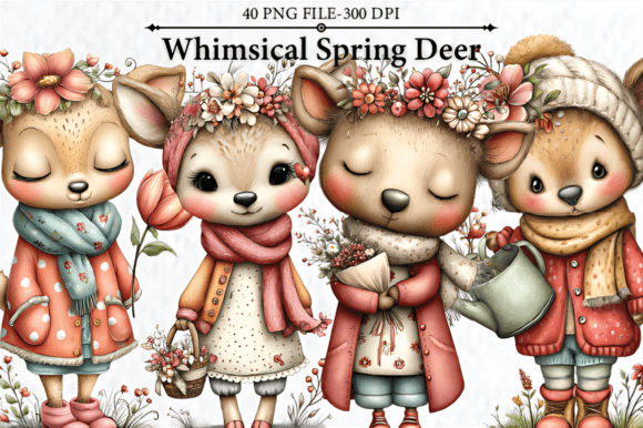 Download Whimsical Spring Deer Clipart - Deer Collection