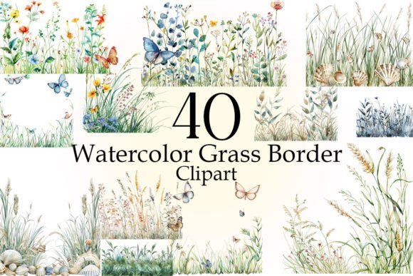Download Watercolor Grass Border Clipart Bundle - Border clipart bundle Collection