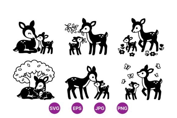 Download Cute Woodland Deer Clipart Set - Deer Collection