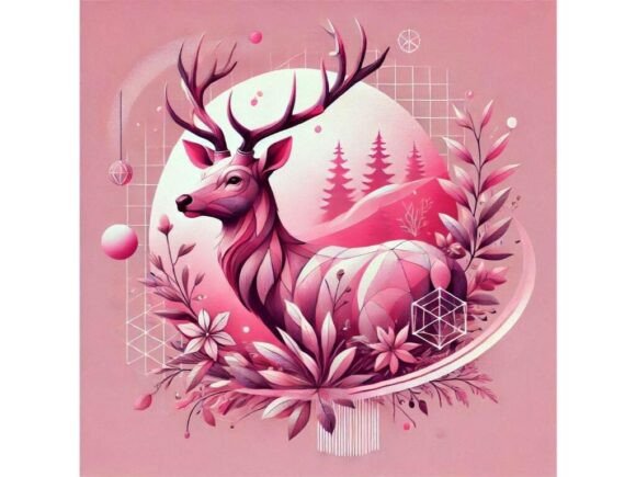 Download Digital Deer Art with Pink Theme - Deer Collection