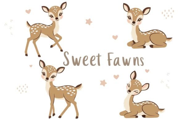 Download Sweet Baby Deer Clipart Set - Deer Collection