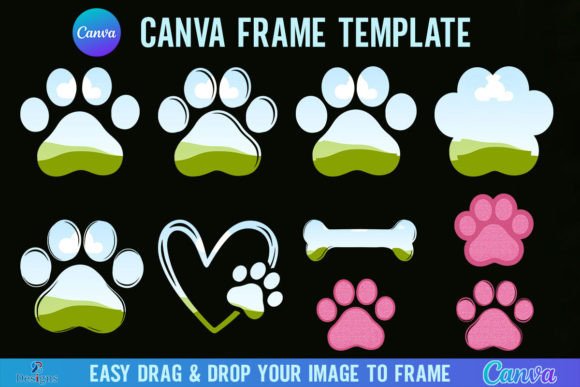 Download Paw Print Canva Frame Template Dog Bone - Template Collection