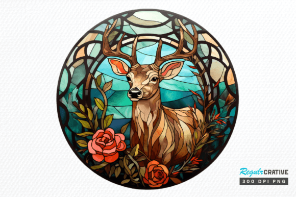 Download Stained Glass Christmas Deer Clipart Png - Deer Collection