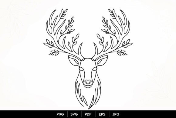 Download Floral Deer Head Line Art SVG - Deer Collection
