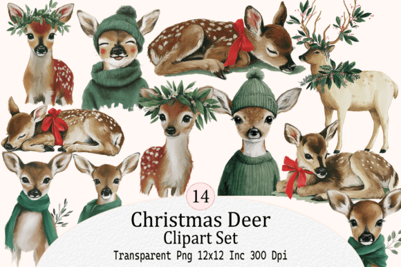 Download Christmas Deer Clipart Set - Deer Collection