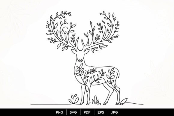 Download Floral Deer Line Art SVG - Deer Collection