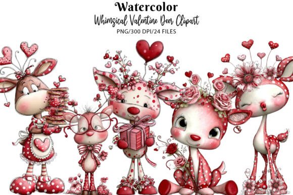 Download Whimsical Valentine Deer Clipart - Deer Collection