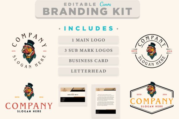 Download Canva Logo Bulldog with Top Hat Template - Template Collection