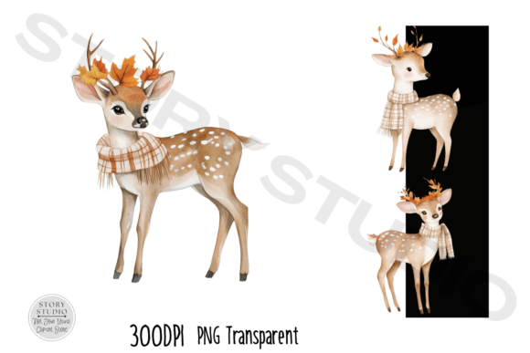 Download Cute Autumn Deer Clipart Set - Deer Collection