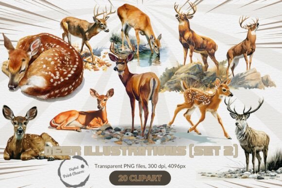 Download Majestic Full Body Deer Clipart Set - Deer Collection