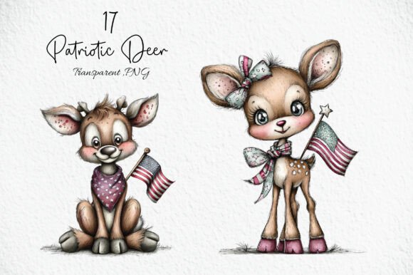 Download Whimsical USA Patriotic Deer Clipart - Deer Collection