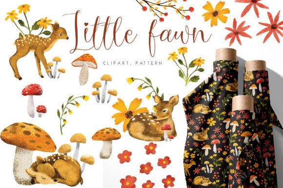 Download Little Deer Clipart Pattern Set - Deer Collection