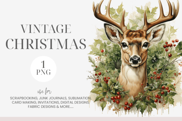 Download Watercolor Christmas Deer Clipart - Deer Collection