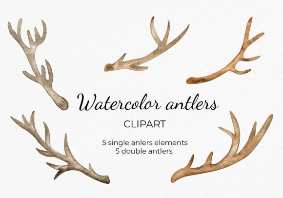 Download Watercolor Boho Deer Antlers Clipart - Deer Collection
