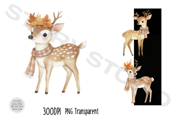 Download Cute Autumn Deer Clipart Set - Deer Collection
