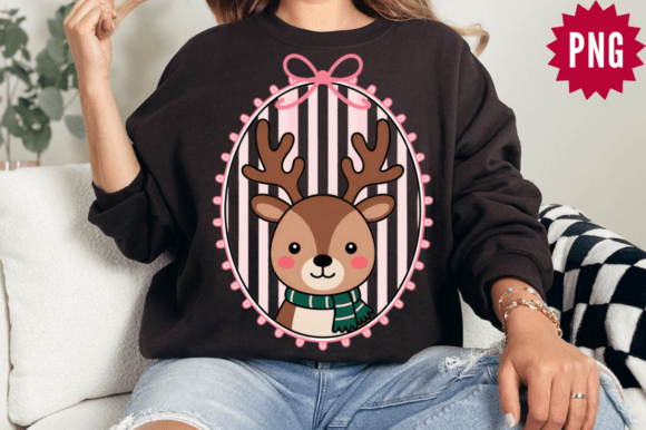 Download Cute Christmas Deer Frame PNG Clipart - Deer Collection