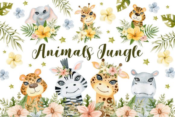 Download Watercolor Animals Jungle Clipart. - Premium Resources