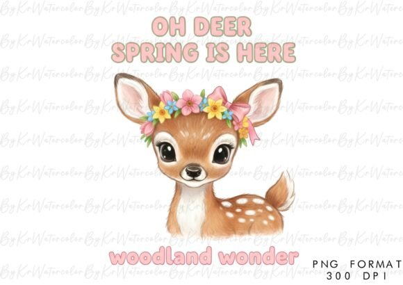 Download Spring Deer Flower Crown Hand-drawn PNG - Deer Collection