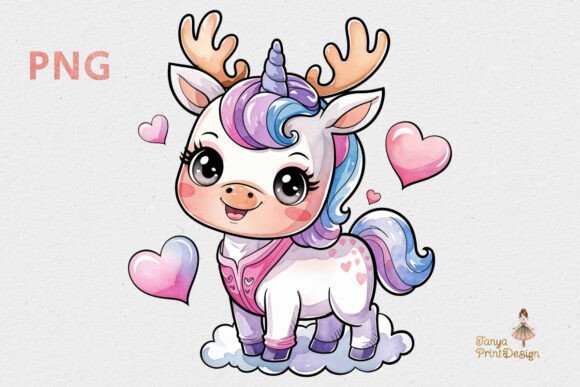 Download Cute Baby Unicorn Deer Clipart PNG - Deer Collection