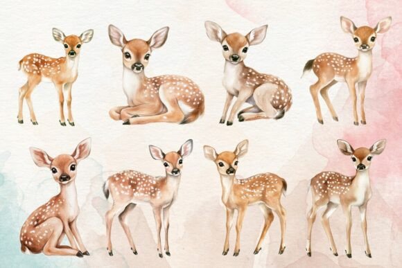 Download Watercolor Deer Clipart Set - Deer Collection