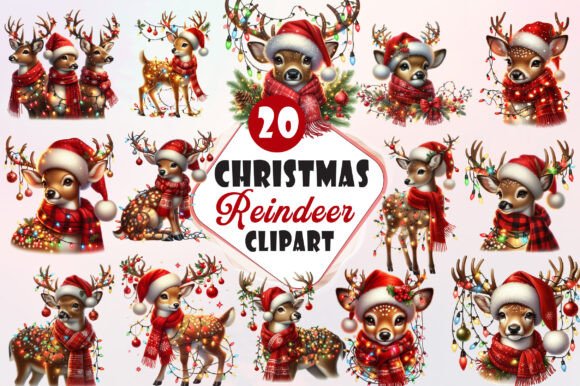 Download Funny Christmas Reindeer Clipart Bundle - Deer Collection