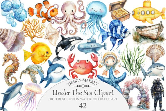 Download Watercolor Under the Sea Clipart - Under the sea clipart Collection