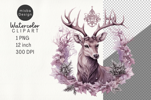 Download Vintage Christmas Deer Clipart PNG - Deer Collection
