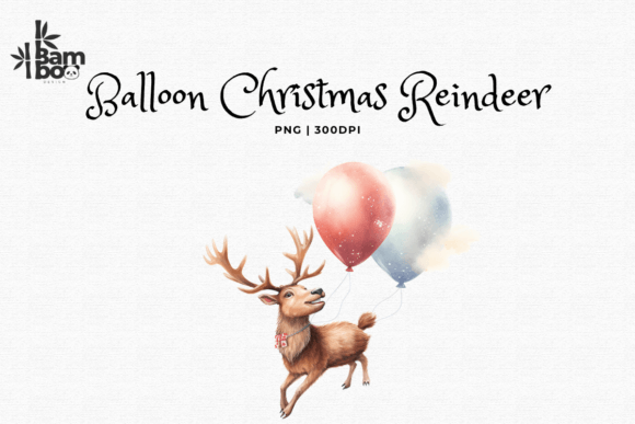 Download Watercolor Cute Reindeer Balloon ClipArt - Deer Collection