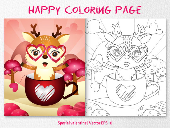 Download A Cute Deer- Coloring Pages Graphic - Deer Collection