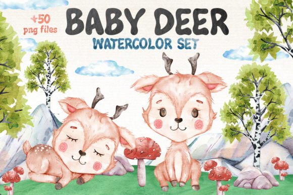 Download +50 Watercolor Deer Clipart Set - Deer Collection