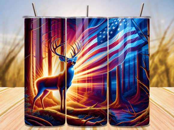 Download Patriotic Deer Woodland Art Tumbler Wrap - Deer Collection