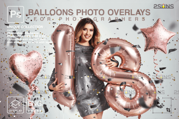 Download Rose Gold Foil Balloons Photo Overlays - Overlay Collection
