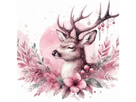 Download Digital Deer Art with Pink Theme - Deer Collection