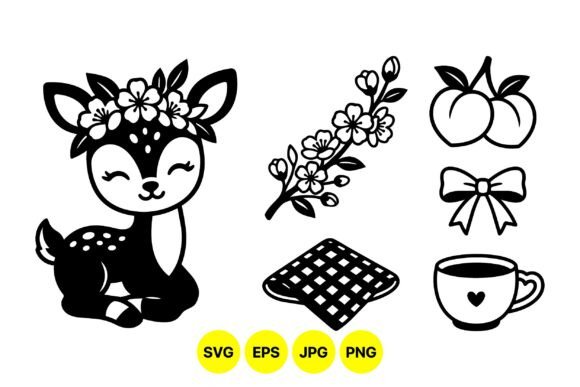 Download Cute Floral Deer Clipart Set - Deer Collection