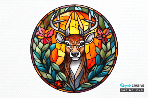 Download Stained Glass Christmas Deer Clipart Png - Deer Collection